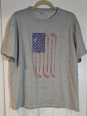 Men's Tee with Red & Blue Golf Flag Graphic
